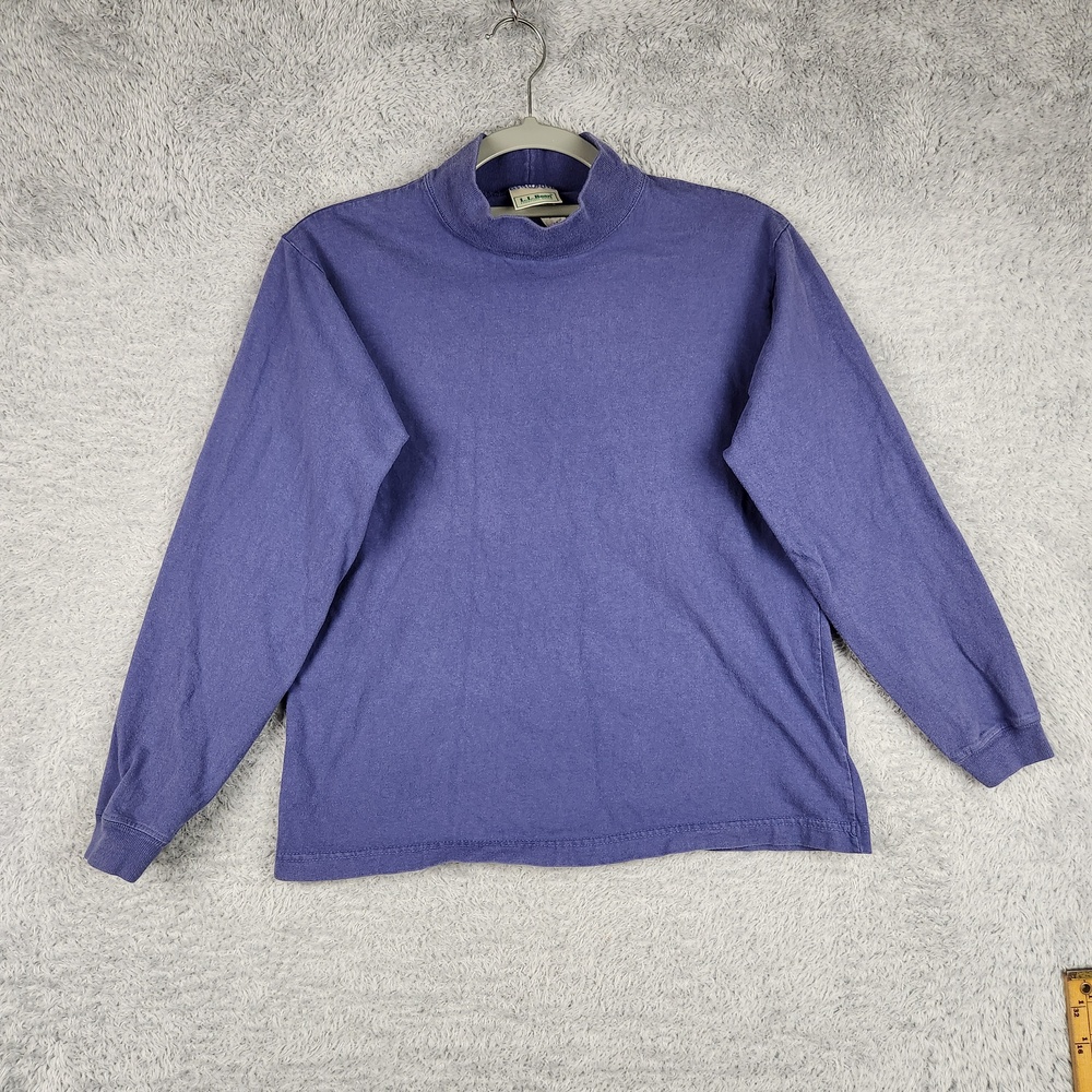 Vintage LL Bean Shirt Youth Medium 10-12 Purple Long Sleeve Mock Neck USA 90s